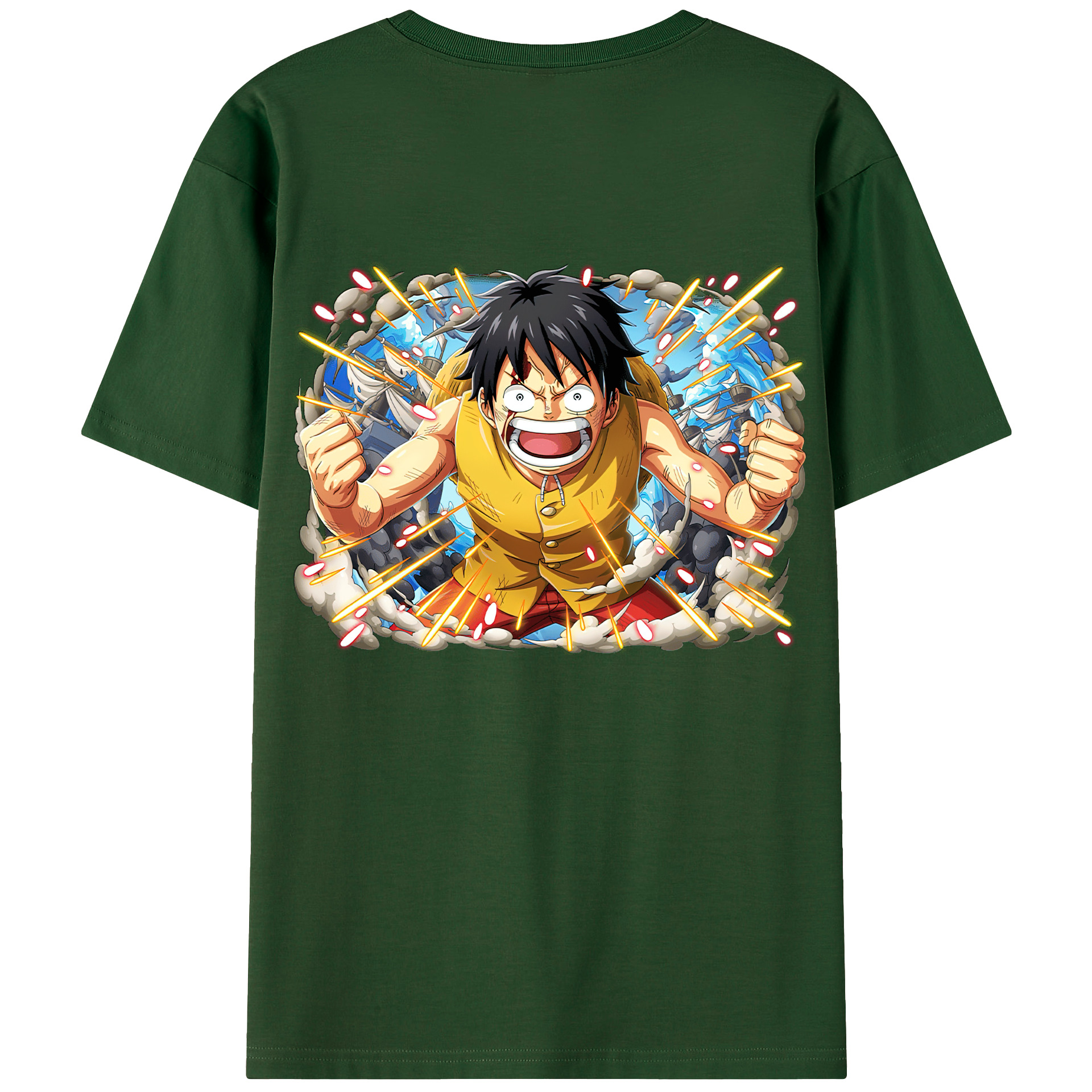 ワンピース モンキー・D・ルフィ ONE PIECE Monkey D. Luffy 綿100％半袖Tシャツ（背面プリント）